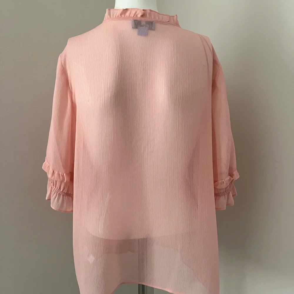 CeCe Coral Ruffled Blouse - Picture 2 of 3